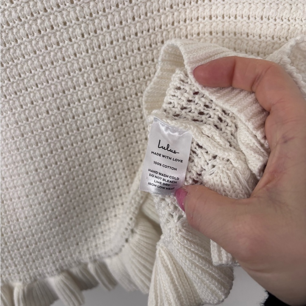 Lulu's Cream Crochet Ruffle Crop Top - Picture 2 of 3